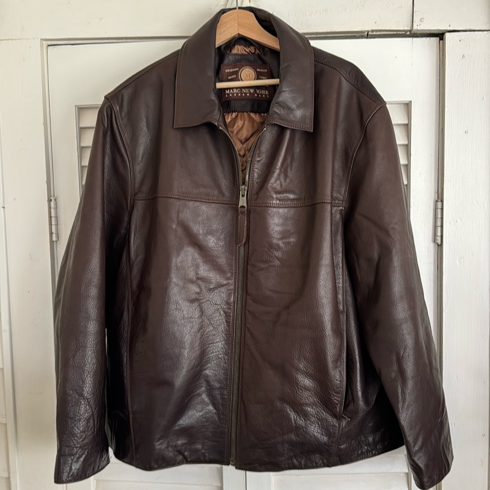 Andrew Marc NY Men’s Limed Leather Bomber Jacket XXL EUC Pebble Grain Leather